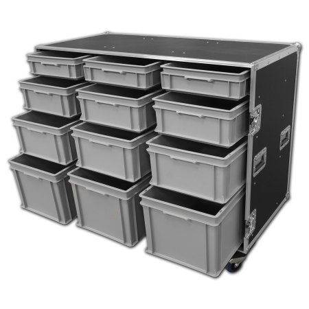 Custom Large Production Flight Case With 12 Trays
